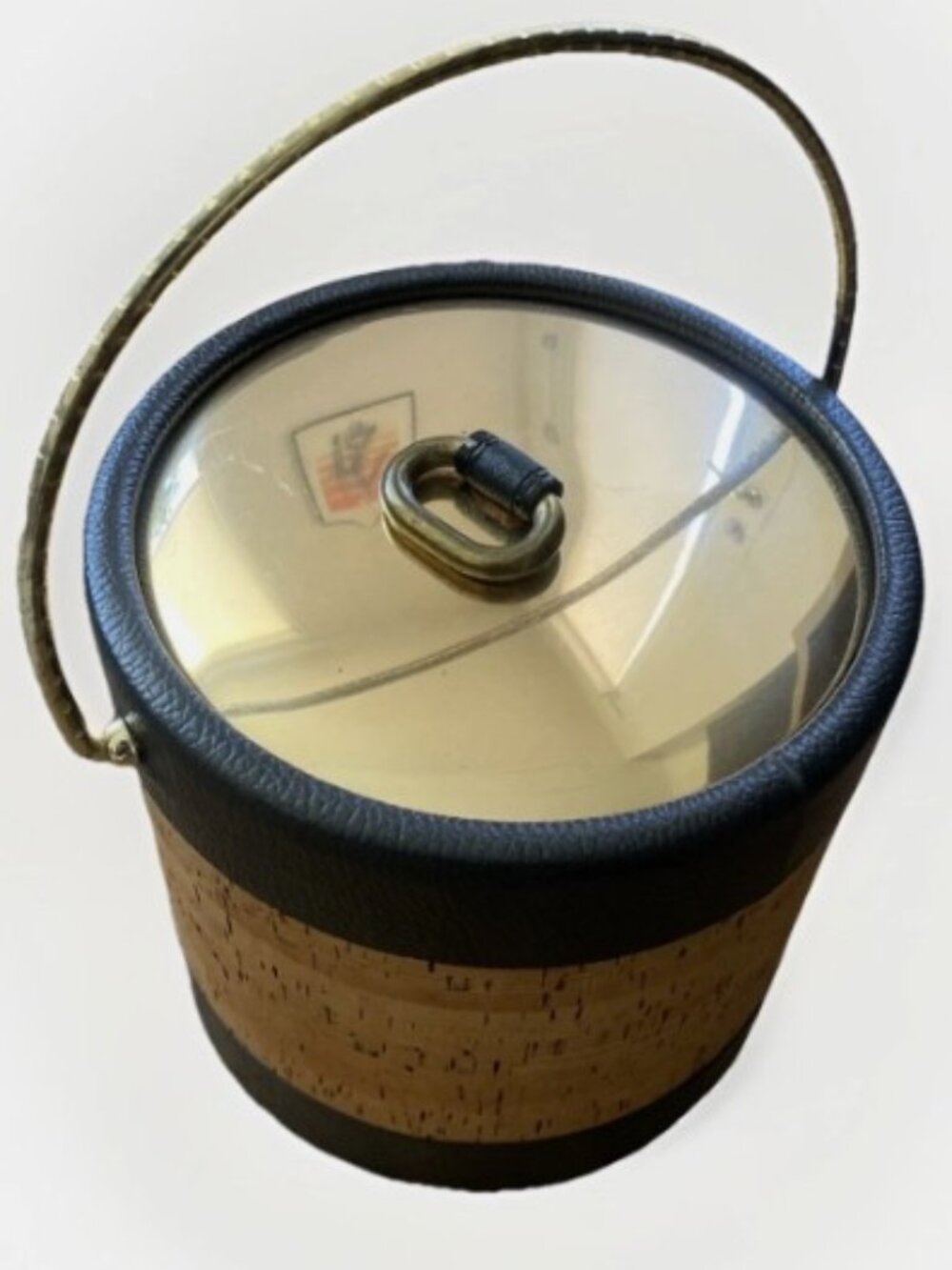 VTG MCM Gold and Cork Kraftware Ice Bucket - Made In USA